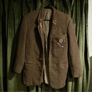 Textured Light Brown Vintage Mani Saks Fifth Wool Blazer